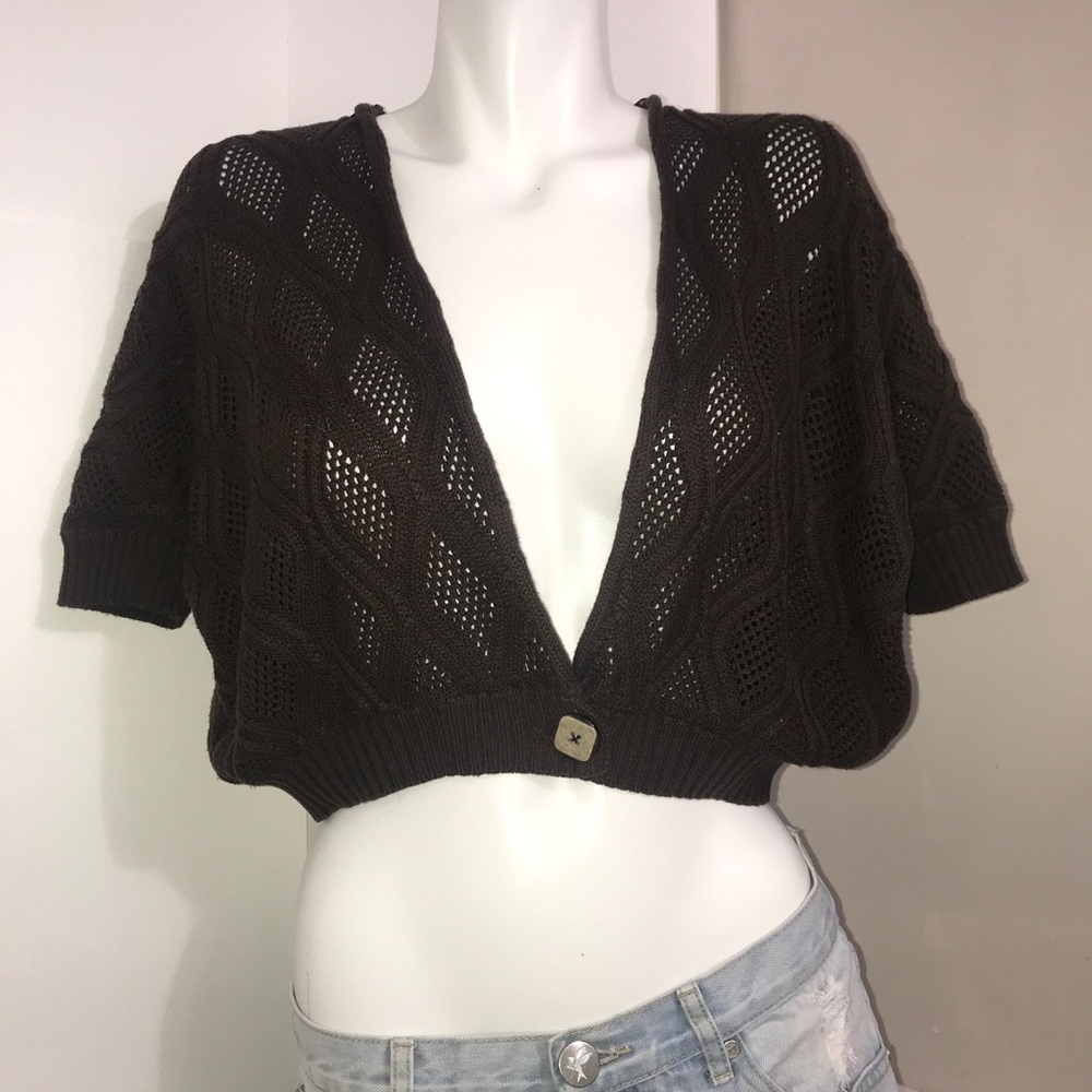 Jessica Simpsons Choclt Brown Knit Bolero Sweater